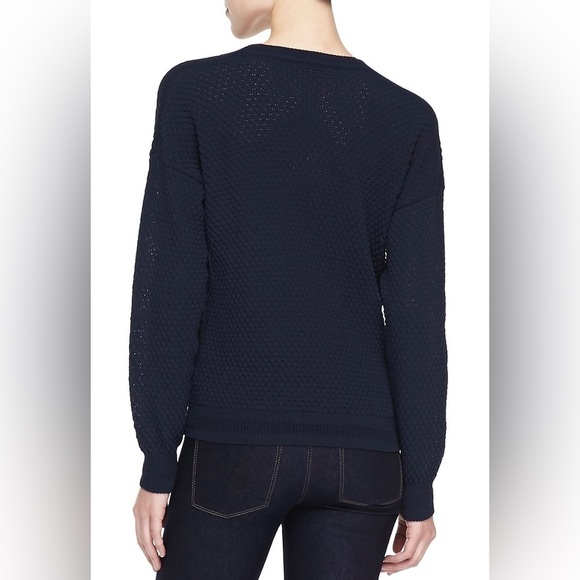 Joseph Honeycomb-Stitched Contrast Cotton-Blend Sweater Navy S - Picture 2 of 7